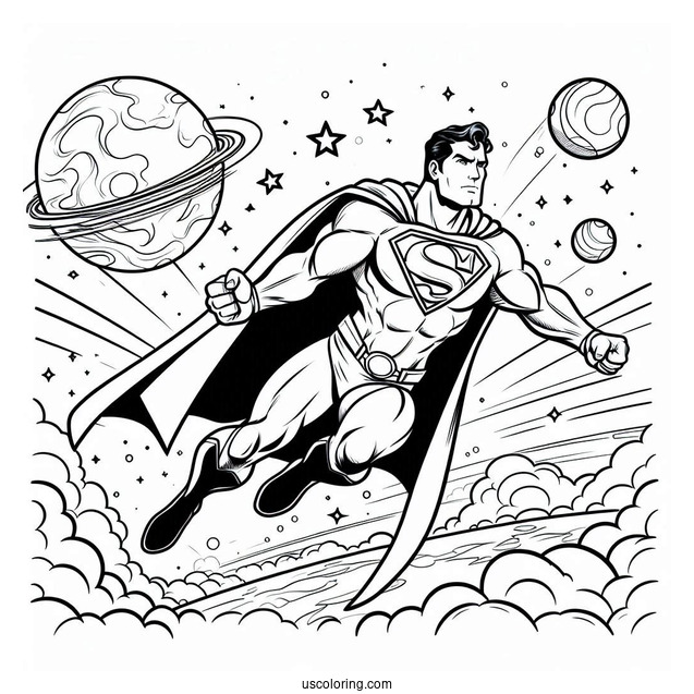 Superman Flying In Outer Space