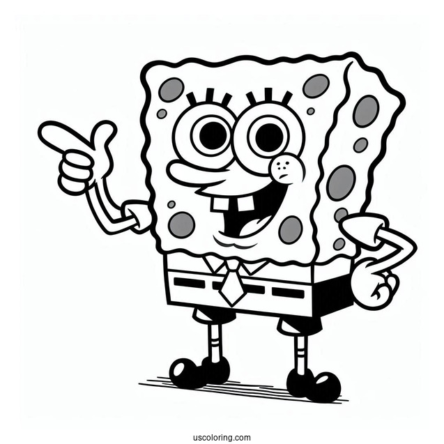 SpongeBob With Pointing Fingers To Color