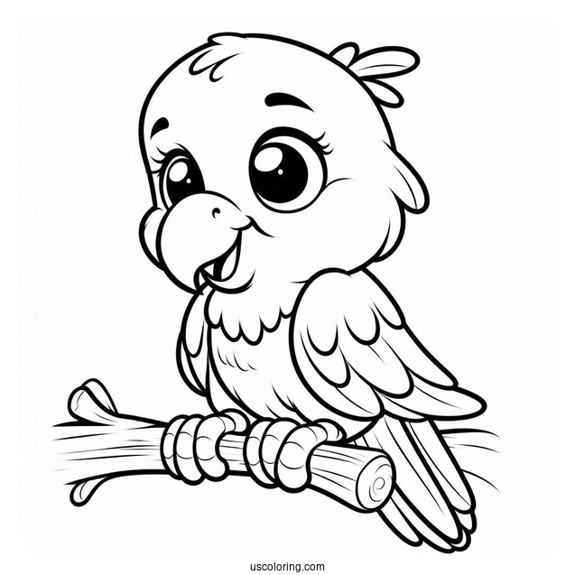 Smiling Parrot To Color