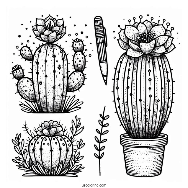 Prickly Pear Cactus Coloring Page