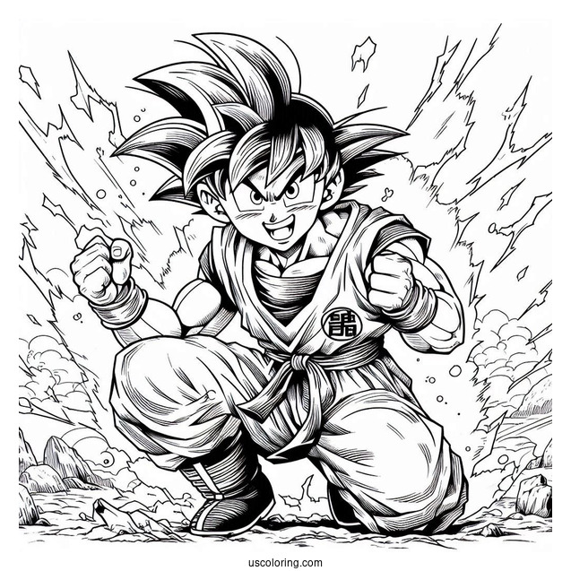 Manga Coloring Page Of Dragon Ball Z Detailed Panel