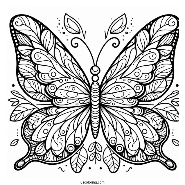 Adorable Butterfly Coloring Page With Sectioned Body
