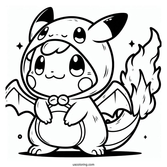 Kawaii Pikachu In Charizard Costume