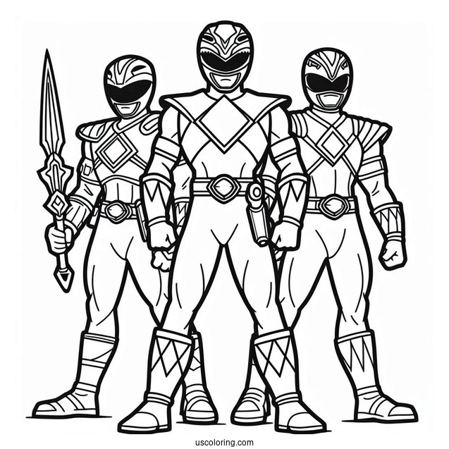 Easy Power Rangers Outline Coloring In For Kids