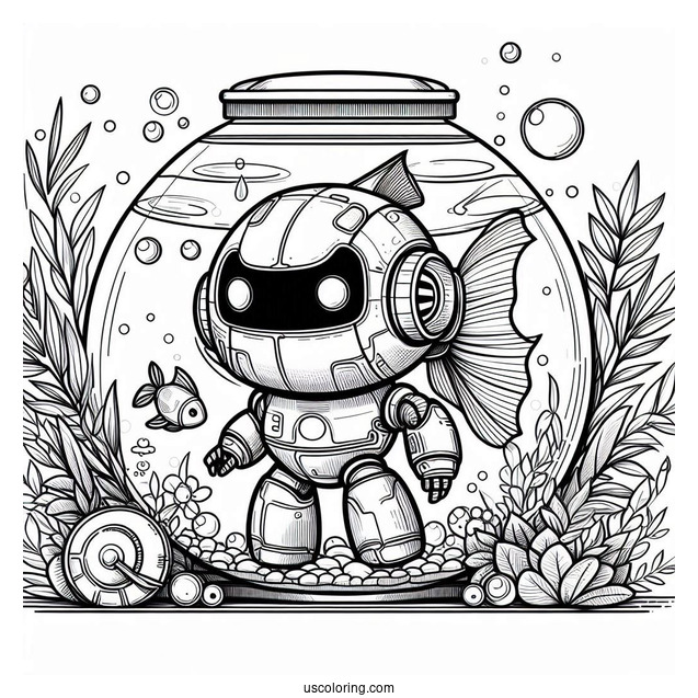 Futuristic Goldfish Tank Robot