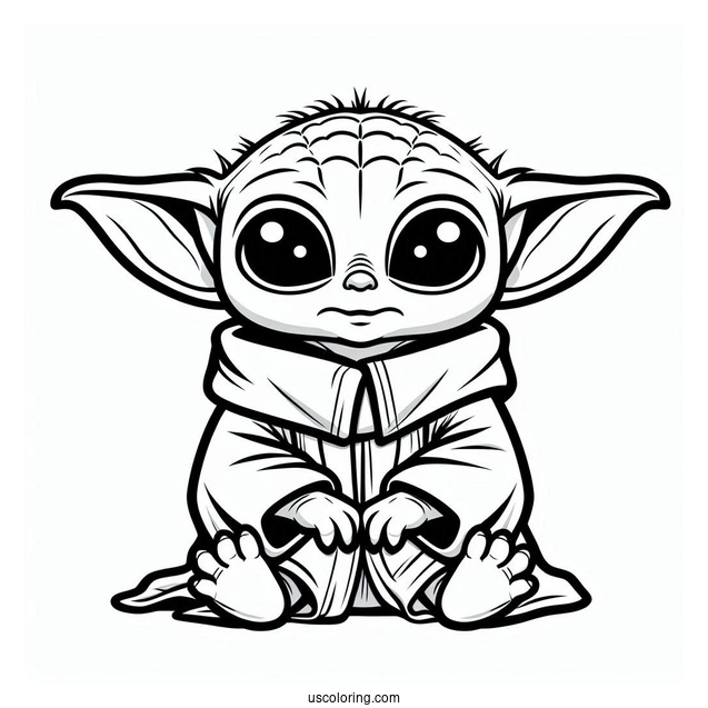 Baby Yoda Coloring In For Preschoolers