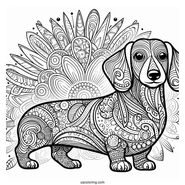 Dachshund Coloring Page Mandala