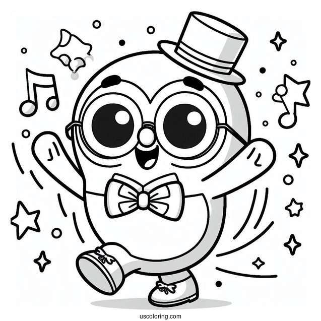 Pororo Coloring Page Of Harry With Bowtie Dancing