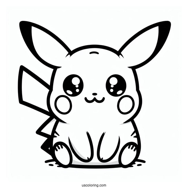 Kawaii Baby Pikachu Coloring In For Preschoolers