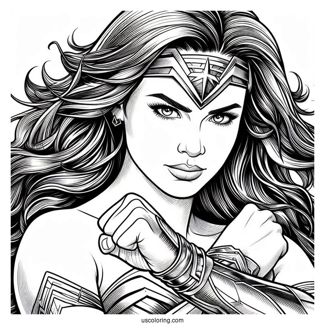 Realistic Justice League Coloring Page Wonder Woman