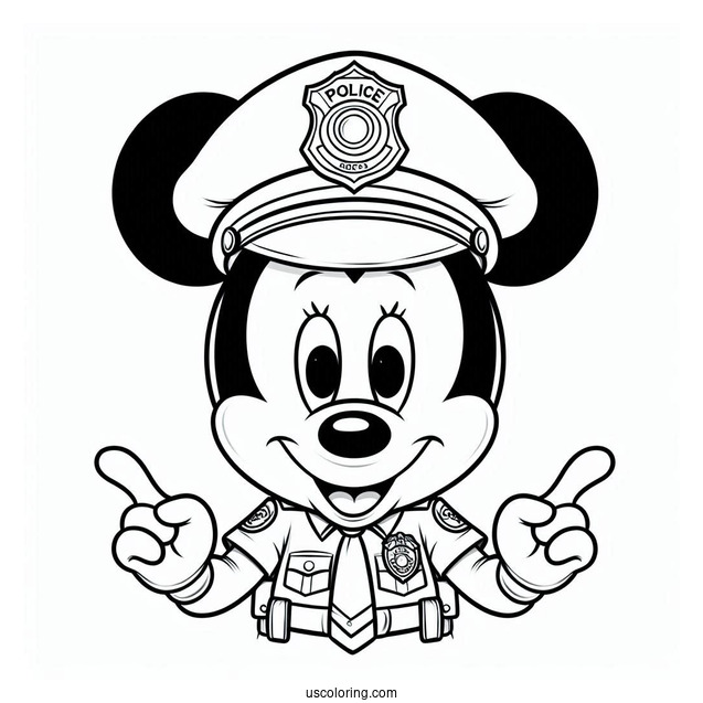 Mickey Mouse Police Officer Coloring Page