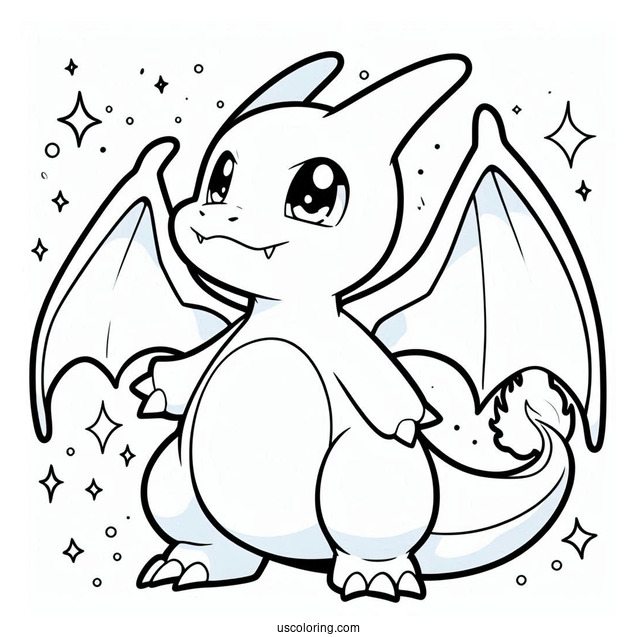 Cute Chibi Charizard Coloring In