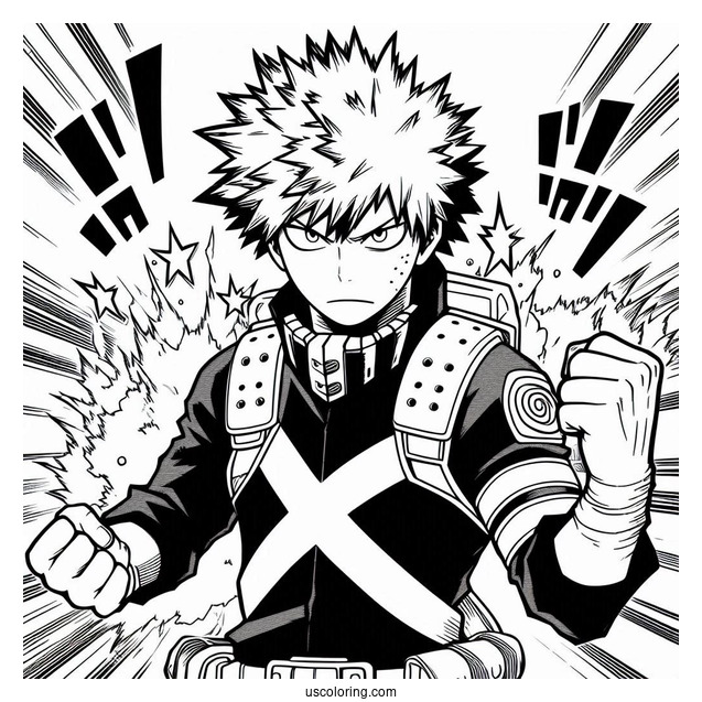 Katsuki Bakugo Fighting Alongside Deku Coloring Page