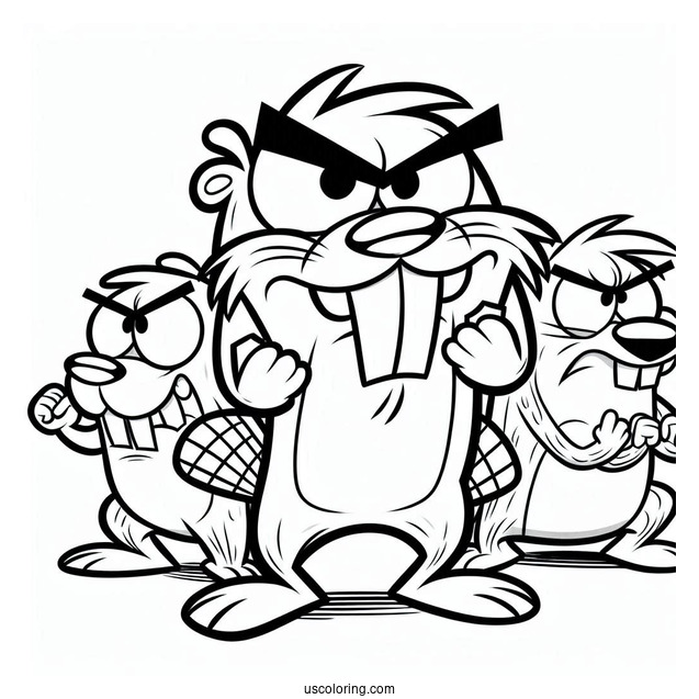 Nickelodeon Coloring Page Of Easy The Angry Beavers Outline