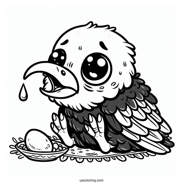 Easy Baby Raven Coloring Page Crying For Food For Preschoolers