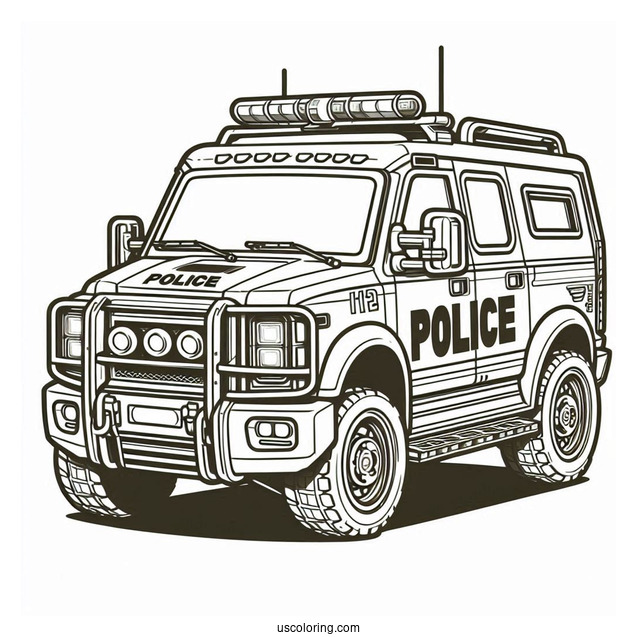 Police Truck Coloring Picture