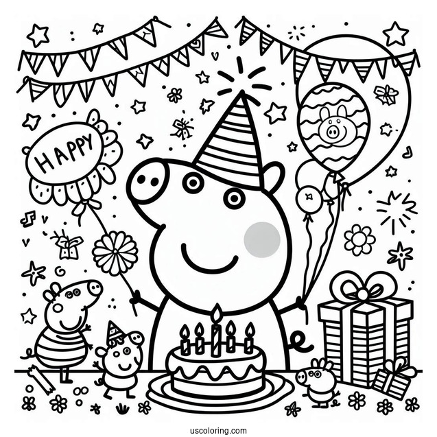 Happy Birthday Peppa Pig Coloring Sheet