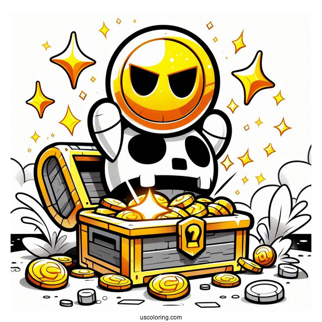 Brawl Stars Coloring Page Of Sunken Chest Holding Up Gold Orb