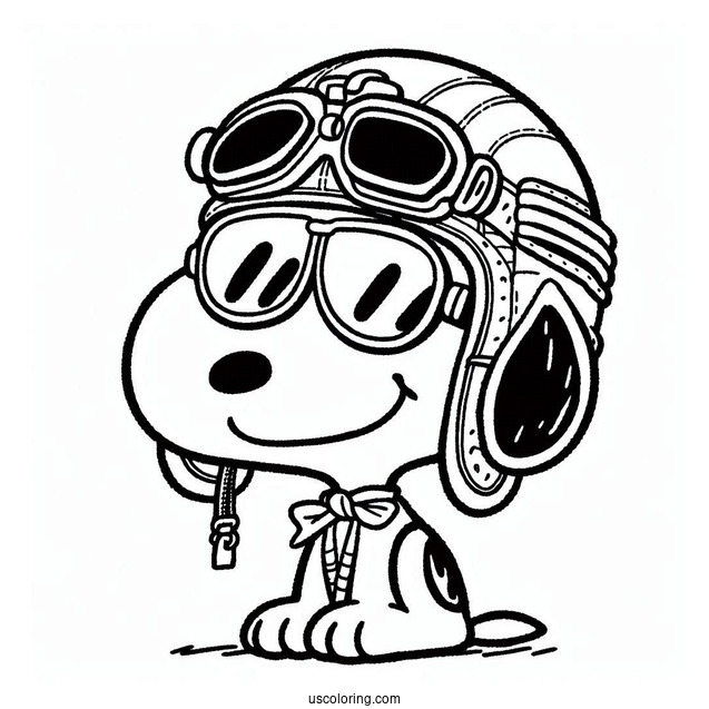 Snoopy Wearing Pilot Googles To Color