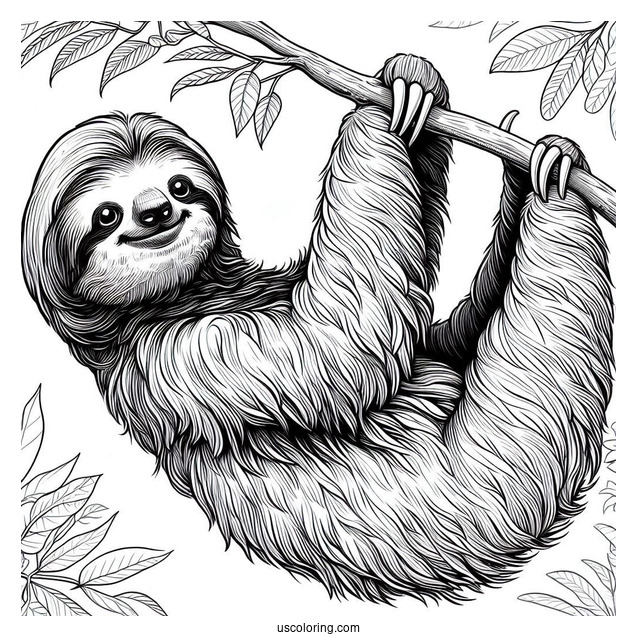 Adult Sloth Reaching Out For Food To Color