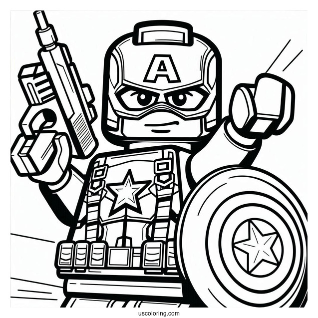 Captain America As a Lego Figurine To Color