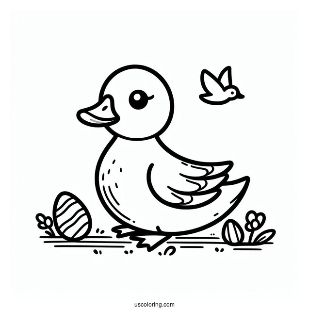 Easter Themed Ducks To Color For Kids