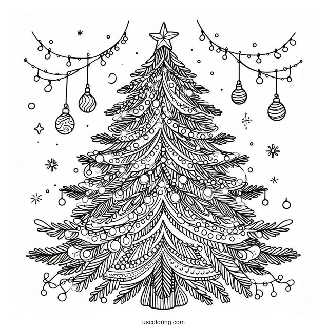 Large Christmas Tree With Lights And Decorations