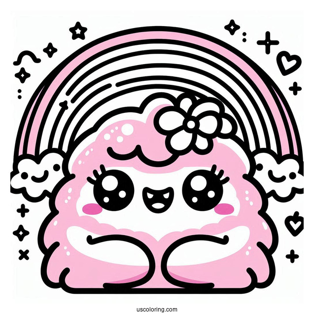 Pink Rainbow Friends Coloring Page With Sharp Teeth