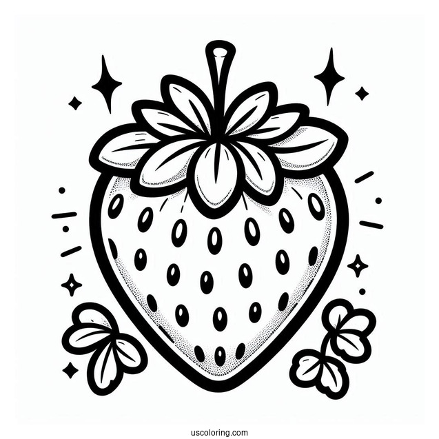 Sweet Blushing Strawberry Coloring Page For Preschoolers