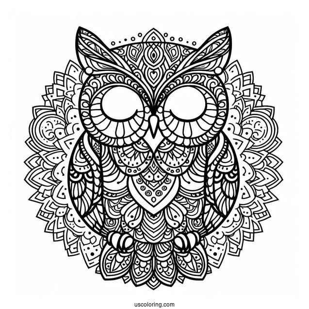 Mandala Owl Coloring Page
