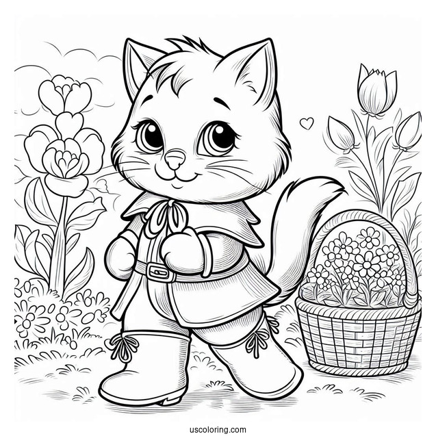Puss In Boots Coloring Sheet For Preschoolers