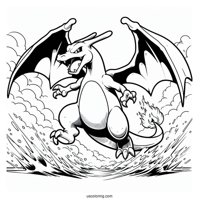 Ferocious Charizard Flying Out Of Pokemon Stadium