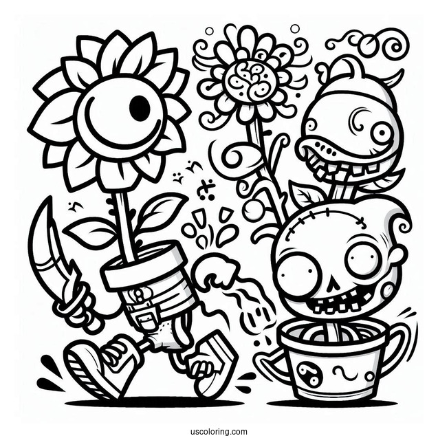 Plants Vs Zombies Logo To Color For Kids