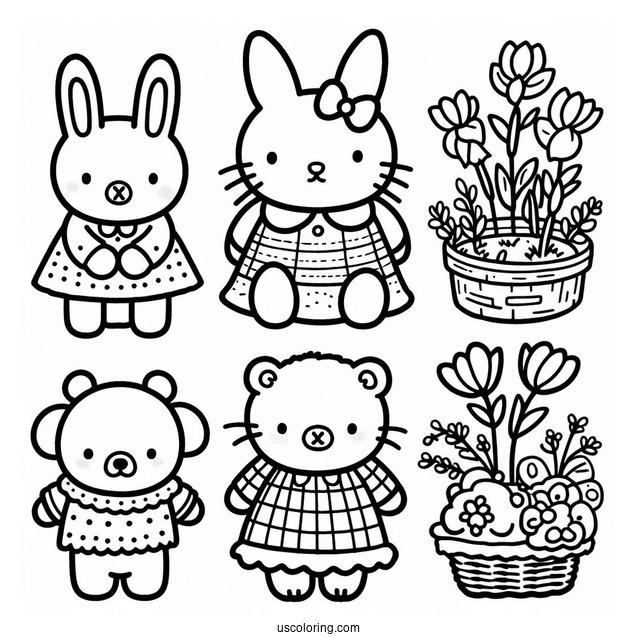Simple Miffy Coloring Page, Poppy Pig, Grunty, Boris Bear, And Barbara For Preschoolers