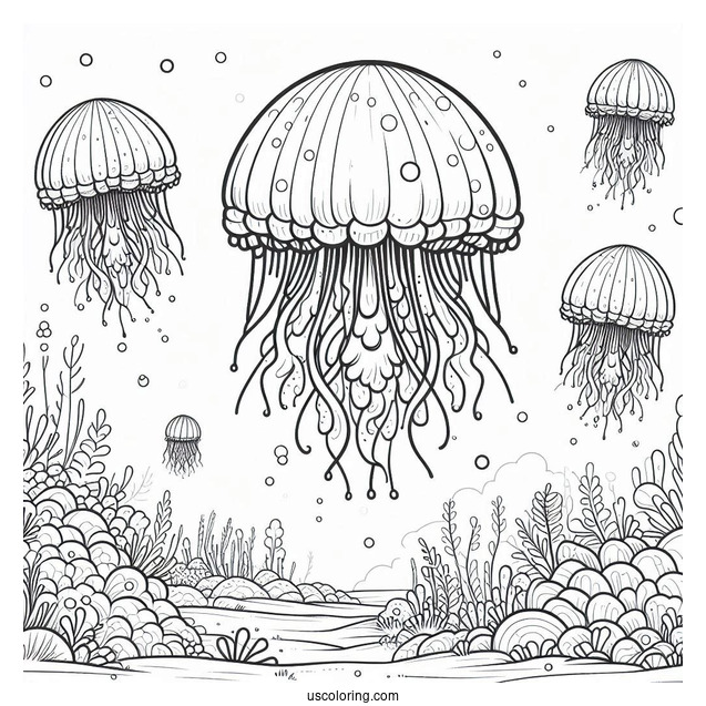 SpongeBob Coloring Page Jellyfish In Jellyfish Fields