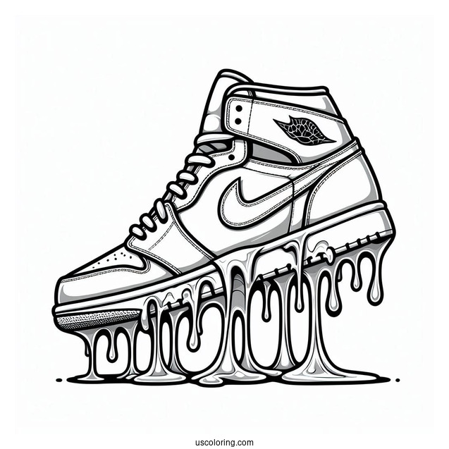 Nike Coloring Page Of Air Jordan Melting Paint