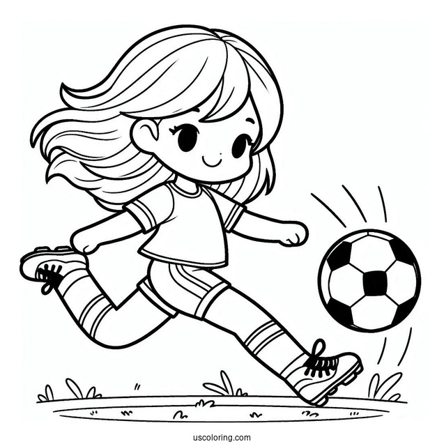 Little Soccer Coloring Page Kicking Soccer Ball For Kids