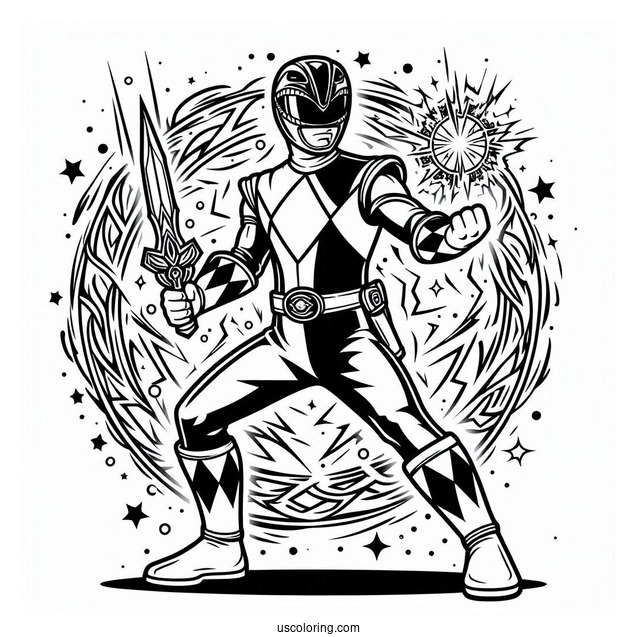 Easy Power Rangers Outline Coloring In For Kids