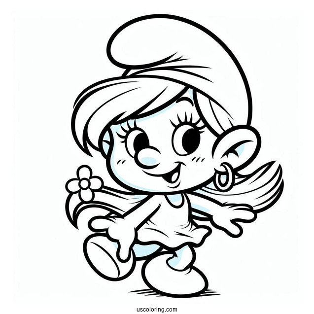 Coloring Sheet Of Cute Sassette Smurfling