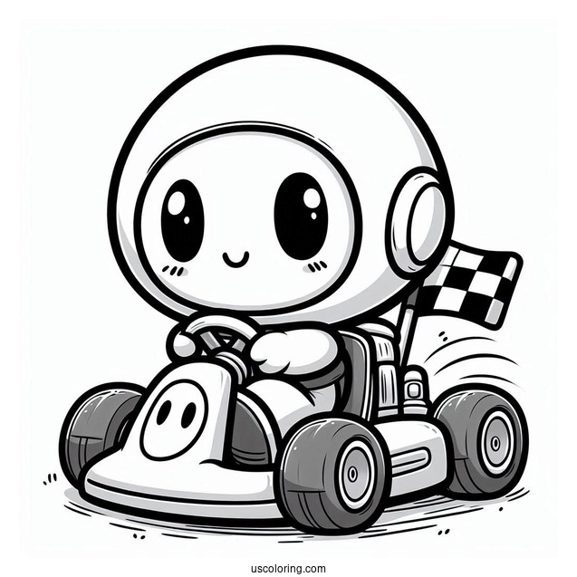 Shy Guy Coloring Page Riding Kart
