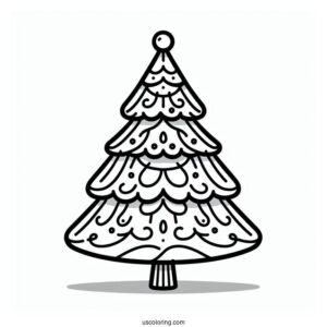 Simple Outline Of Christmas Tree Template To Color For Toddlers