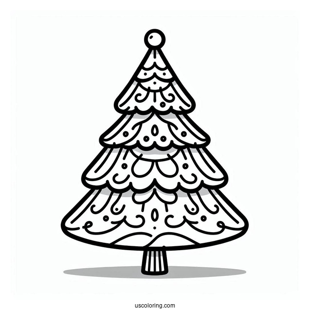 Simple Outline Of Christmas Tree Template To Color For Toddlers