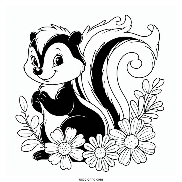 Simple Outline Of Flower The Skunk