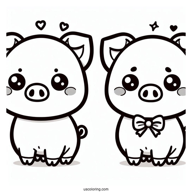 Cute Kawaii Pig Coloring Sheet
