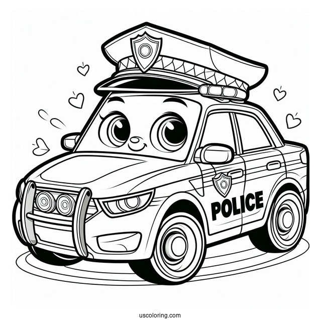 Poli Police Car Coloring Page For Preschoolers