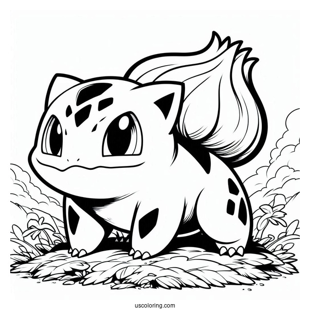 Bulbasaur Coloring Page In Battle Mode