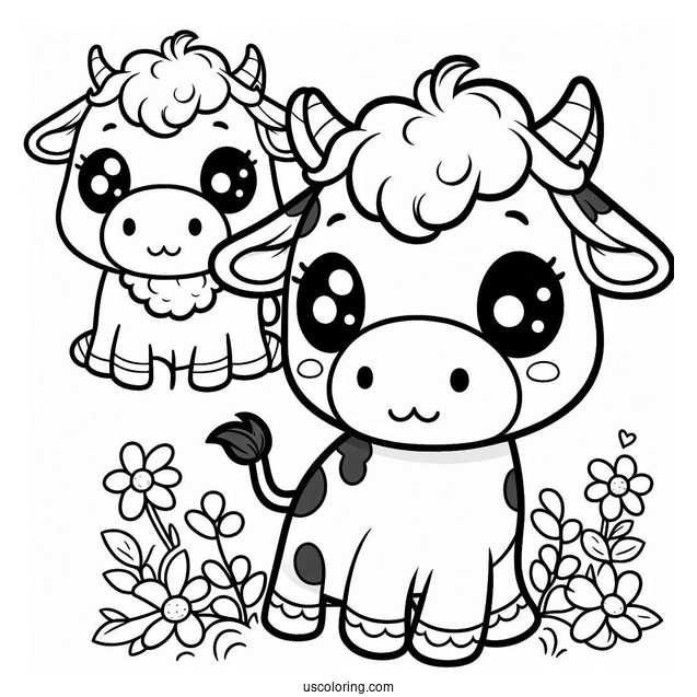 Cute Kawaii Cow Coloring For Preschoolers