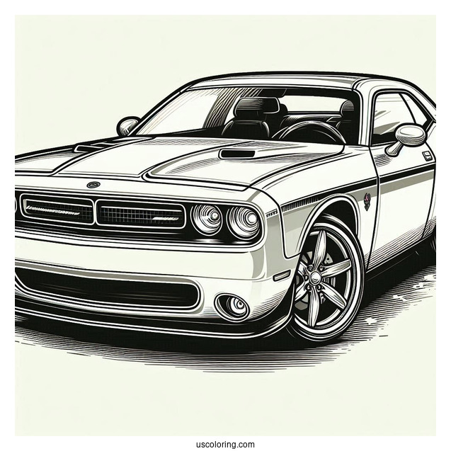 Dodge Challenger Coloring Sheet For Kids