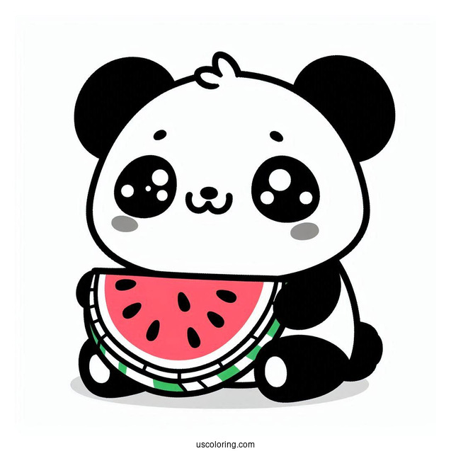 Kawaii Themed Panda With Watermelon