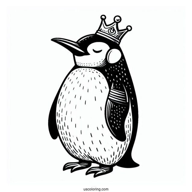 King Penguin Coloring Sheet For Kids